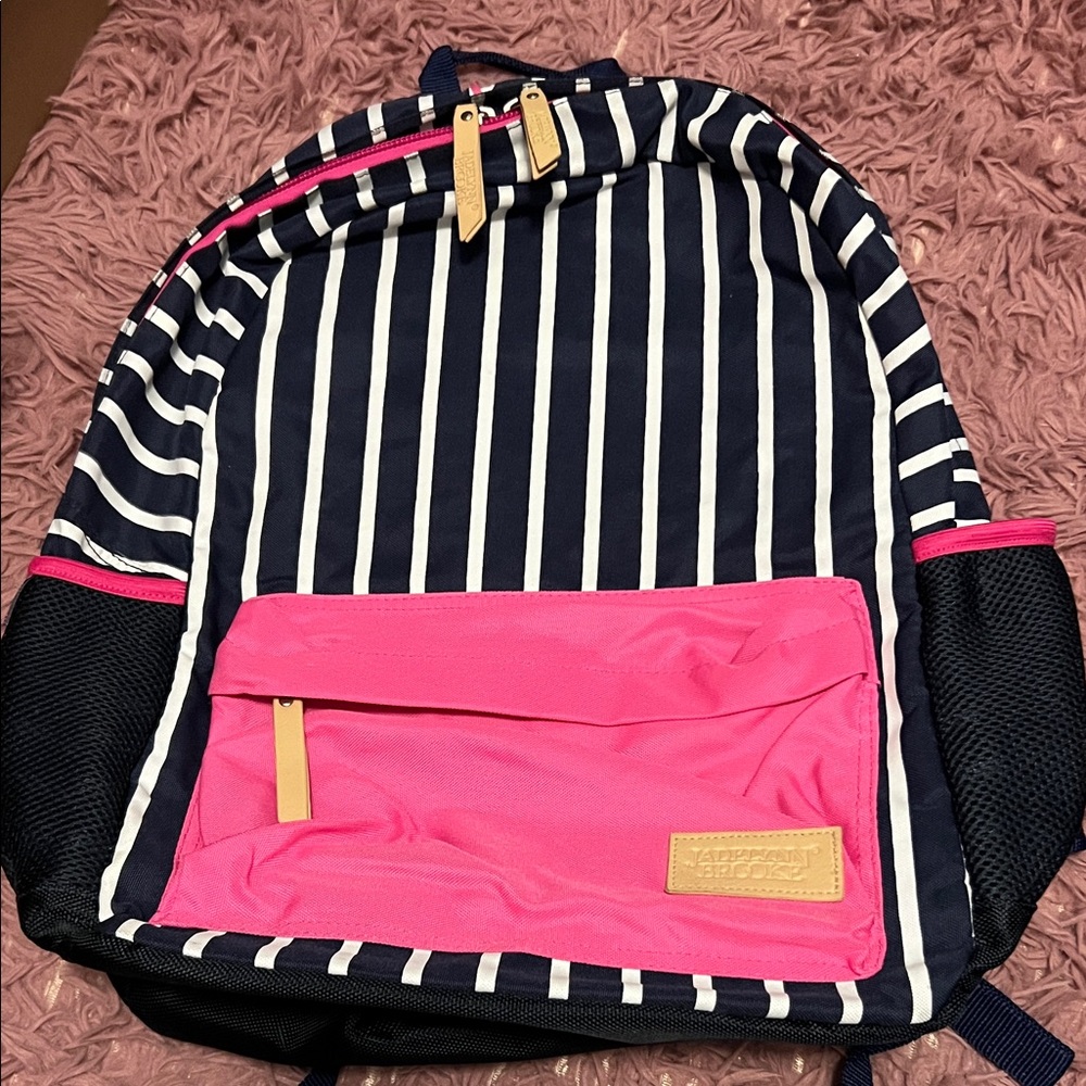 NWOT Jadelynn Brooke Striped Backpack with Pink Accents